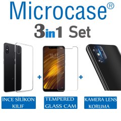 Xiaomi Mi 8 Pro İnce Silikon Kılıf + CAM + Kamera Lens Koruyucu