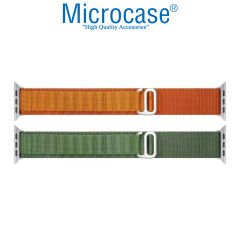 Microcase Apple Watch 42 mm / 44 mm / 45 mm / 49 mm için Kancalı Hasır Kumaş Kordon Kayış - KY71-2