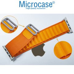 Microcase Apple Watch 42 mm / 44 mm / 45 mm / 49 mm için Kancalı Hasır Kumaş Kordon Kayış - KY71-2