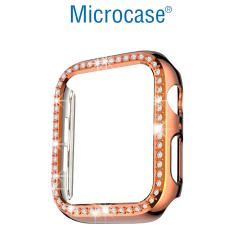 Microcase Apple Watch 7 45mm Elmas Taş Sert Rubber Kılıf - Rose