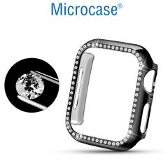 Microcase Apple Watch 7 45mm Elmas Taş Sert Rubber Kılıf - Rose