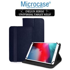 Microcase iPad Air 3.Nesil 2019 Delüx Serisi Universal Standlı Deri Kılıf - Lacivert + Tempered Glass Cam Koruma