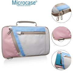 Microcase Amazon Fire HD 8 2020 Tabletler için Omuz Askılı El Tutacaklı Universal Sleeve Taşıma Çantası AL4346 Pembe Mavi Krem