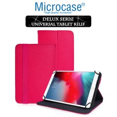 Microcase iPad Air 3.Nesil 2019 Delüx Serisi Universal Standlı Deri Kılıf - Pembe + Tempered Glass Cam Koruma