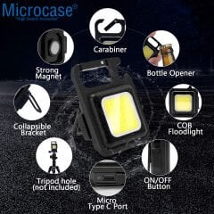 Microcase Tripodlu COB Led Mıknatıslı Şişe Açacağı Portatif Mutfak Ev Garaj Kamp Outdoor Led Lamba - AL3806