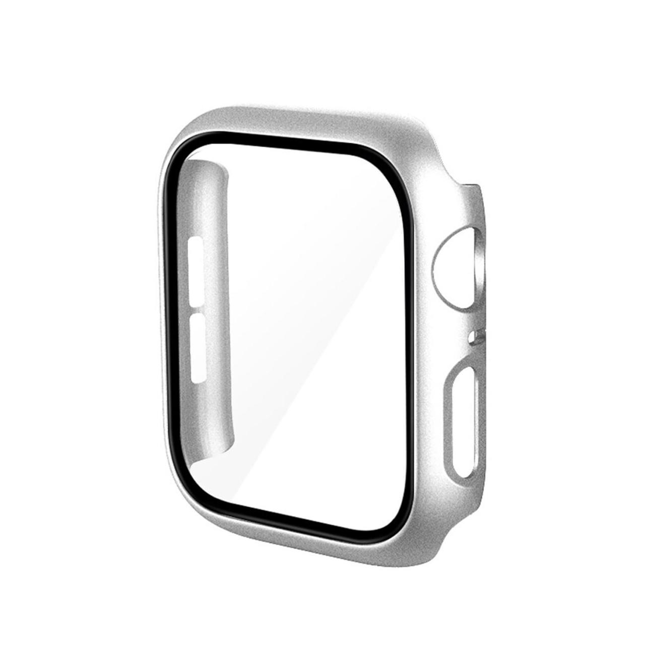 Microcase Apple Watch 7 41mm Cam Korumalı Rubber Kılıf - Gümüş