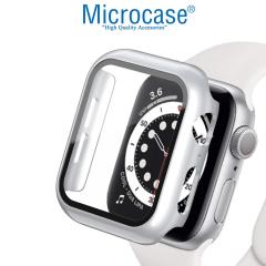 Microcase Apple Watch 7 41mm Cam Korumalı Rubber Kılıf - Gümüş