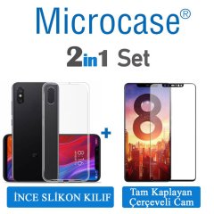 Microcase Xiaomi Mi 8 Explorer Silikon Kılıf + Tam Kaplayan Cam