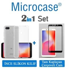 Microcase Xiaomi Redmi 6 İnce Silikon Kılıf + Tam Kaplayan Cam