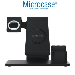 Microcase Apple Watch Airpods iPhone 3in1 Kablosuz Şarj ve Apple Pencil Tutucu Stand - Siyah AL2421