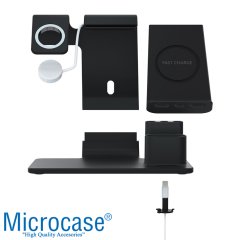 Microcase Apple Watch Airpods iPhone 3in1 Kablosuz Şarj ve Apple Pencil Tutucu Stand - Siyah AL2421