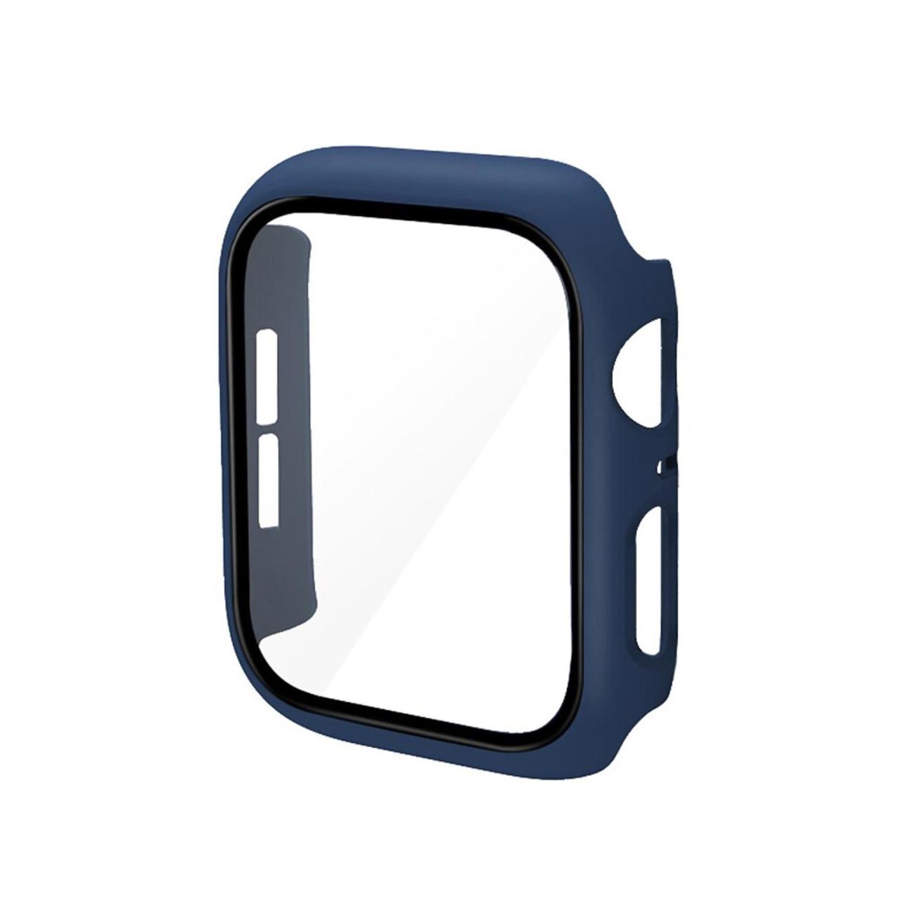 Microcase Apple Watch 7 41mm Ekran Korumalı Sert Slim Rubber Kılıf - Mat Lacivert