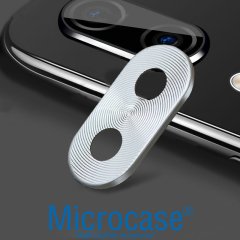 Microcase Xiaomi Redmi Note 7 - Redmi Note 7 Pro Kamera Lens Koruma Halkası - Kapalı Tasarım Gümüş