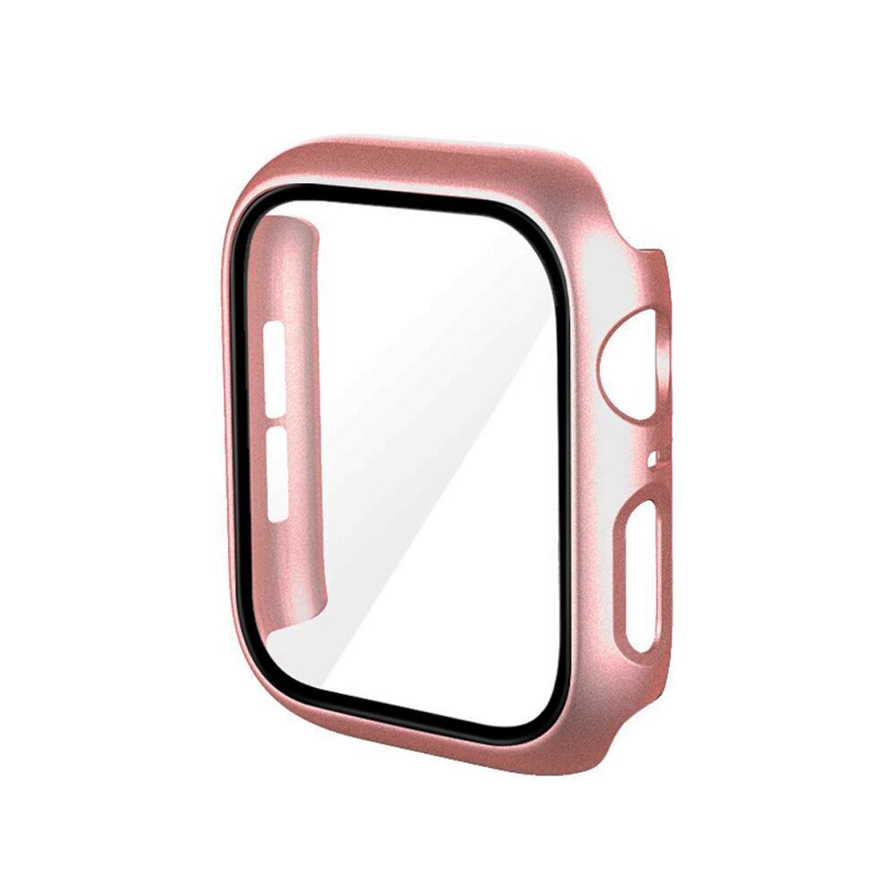 Microcase Apple Watch 7 45mm Ekran Korumalı Sert Slim Rubber Kılıf - Rose Gold