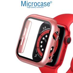 Microcase Apple Watch 7 45mm Ekran Korumalı Sert Slim Rubber Kılıf - Rose Gold
