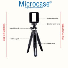Microcase Döner Başlıklı Açılabilir Ayaklı Cep Telefonu Tripod 3 Ayak - AL2410