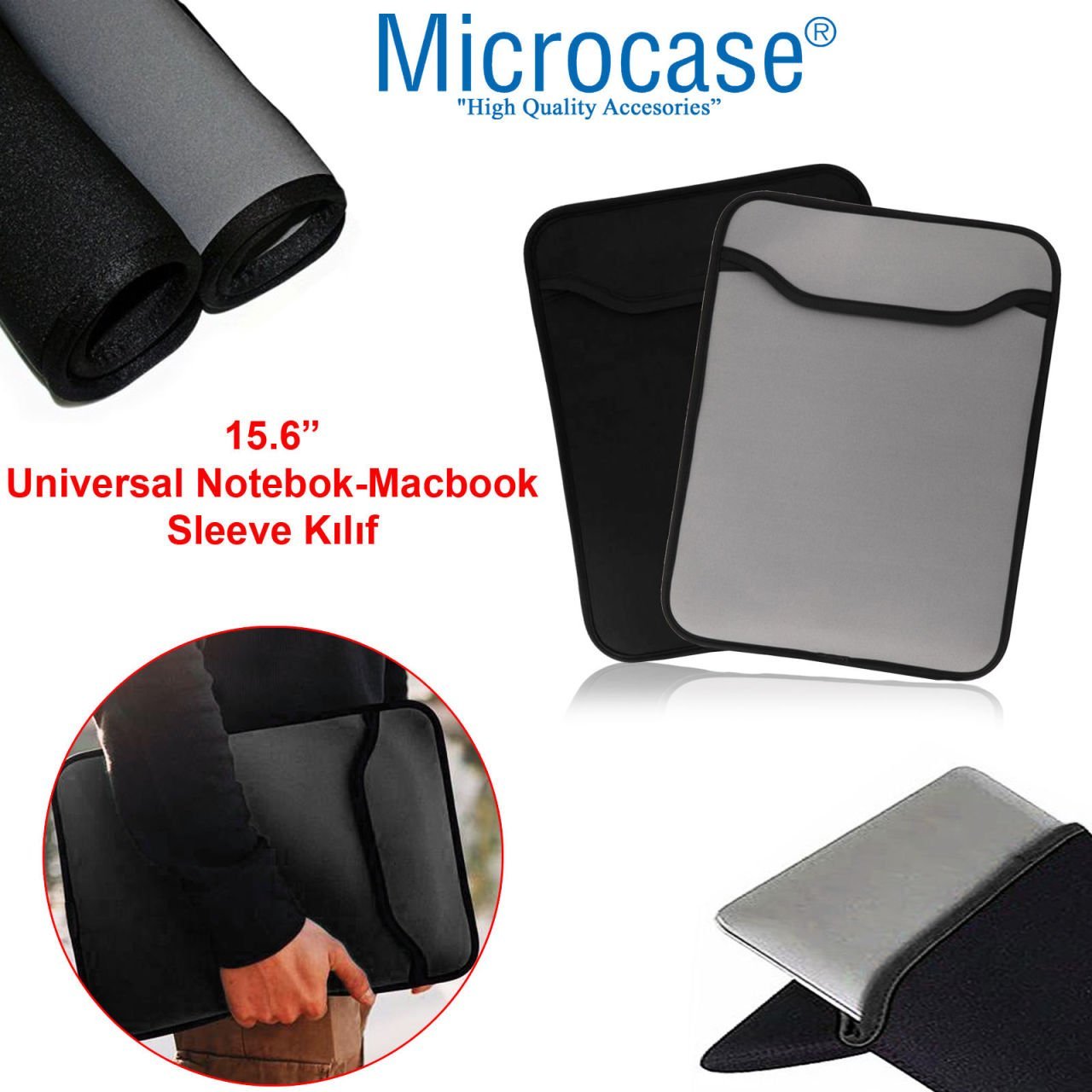 Microcase Macbook 2023 M2 Pro 14 A2442 A2779 için Neopren İnce Sleeve Kılıf - AL2653