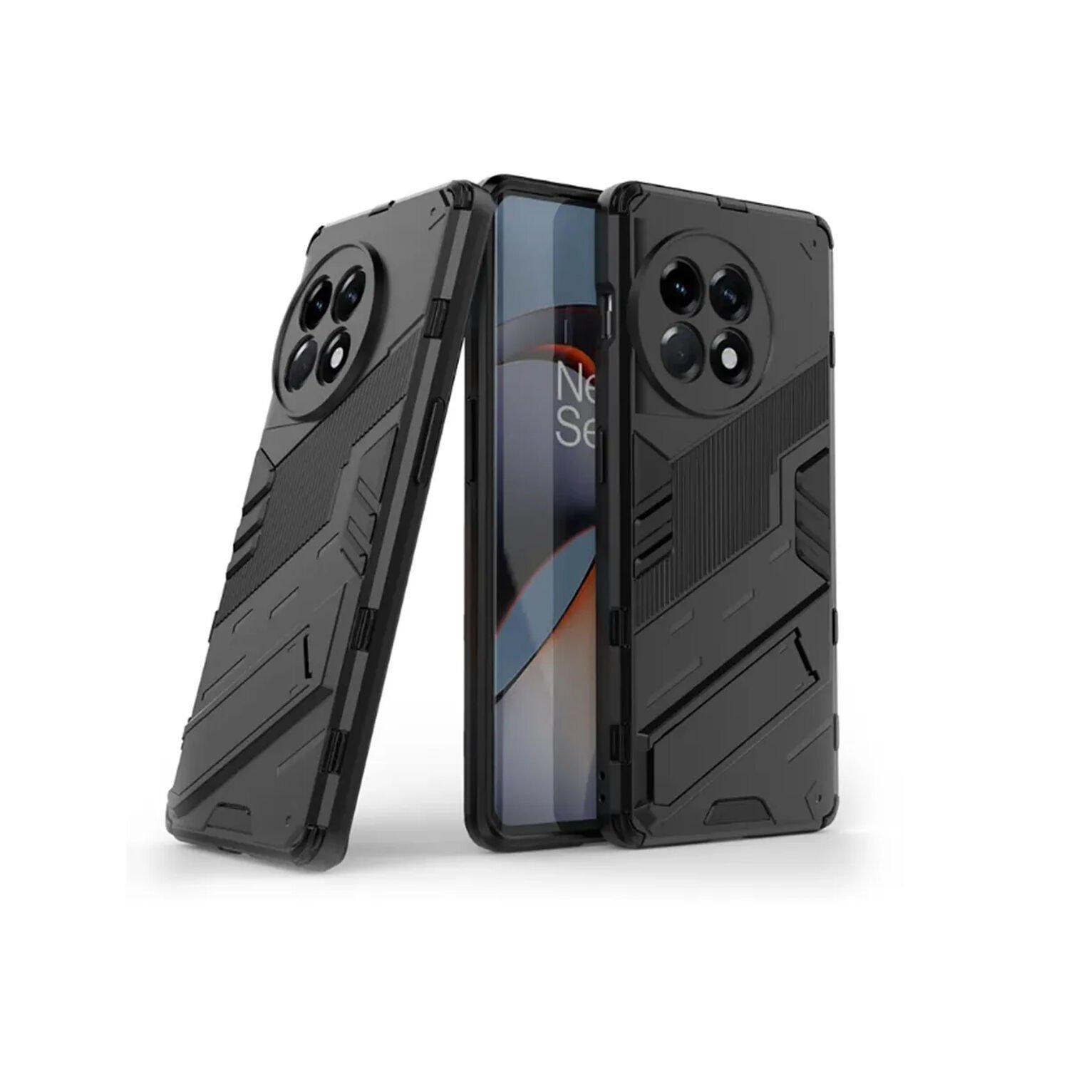 Microcase Oneplus Ace 2 Pro Matrix Serisi Armor Standlı Perfect Koruma Kılıf - Siyah AL3416