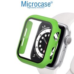 Microcase Apple Watch 7 45mm Ekran Korumalı Sert Slim Rubber Kılıf - Mat Yeşil