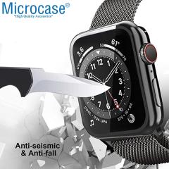 Microcase Apple Watch 7 45mm Ekran Korumalı Sert Slim Rubber Kılıf - Mat Yeşil