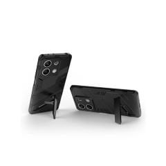 Microcase Xiaomi Redmi Note 13 / Note 13 Pro global Matrix Serisi Armor Standlı Perfect Koruma Kılıf - Siyah AL3416
