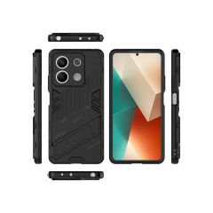 Microcase Xiaomi Redmi Note 13 / Note 13 Pro global Matrix Serisi Armor Standlı Perfect Koruma Kılıf - Siyah AL3416