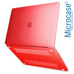 Microcase Macbook Pro 15 A1990 Touch Bar 2018 Shell Rubber Kapak Kılıf - Kırmızı