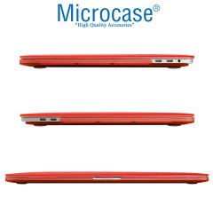 Microcase Macbook Pro 15 A1990 Touch Bar 2018 Shell Rubber Kapak Kılıf - Kırmızı