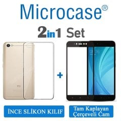 Microcase Redmi Note 5A Prime İnce Silikon Kılıf+Tam Kaplayan Cam