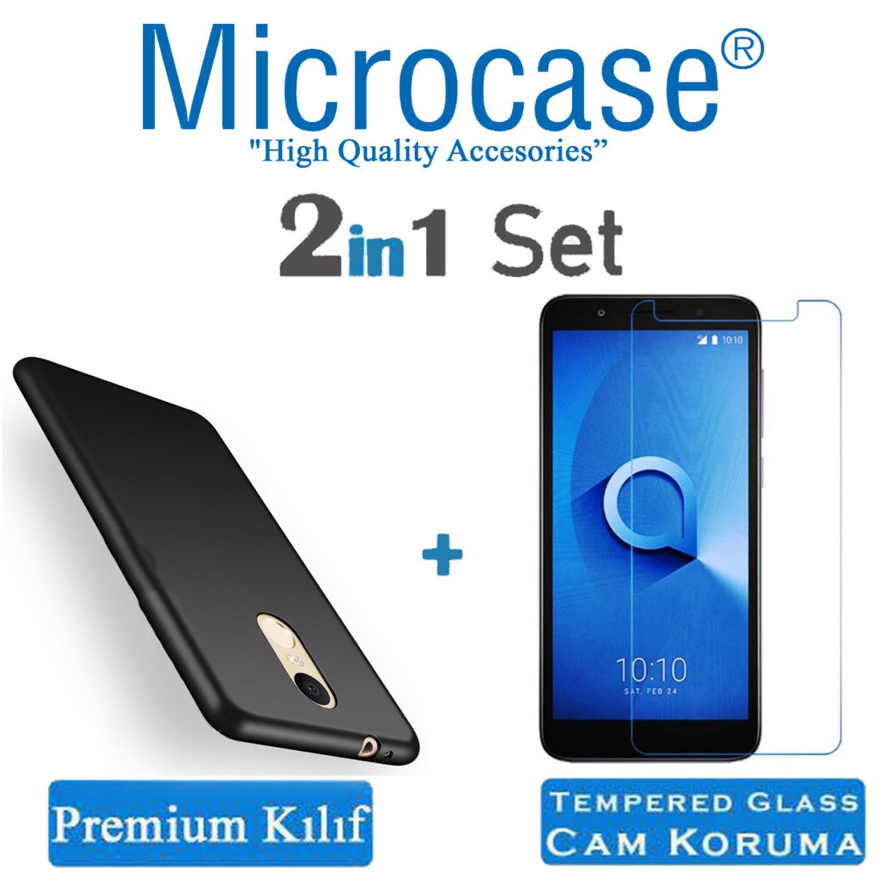 Microcase Alcatel 3 Premium Matte Silikon Kılıf + Ekran Koruma