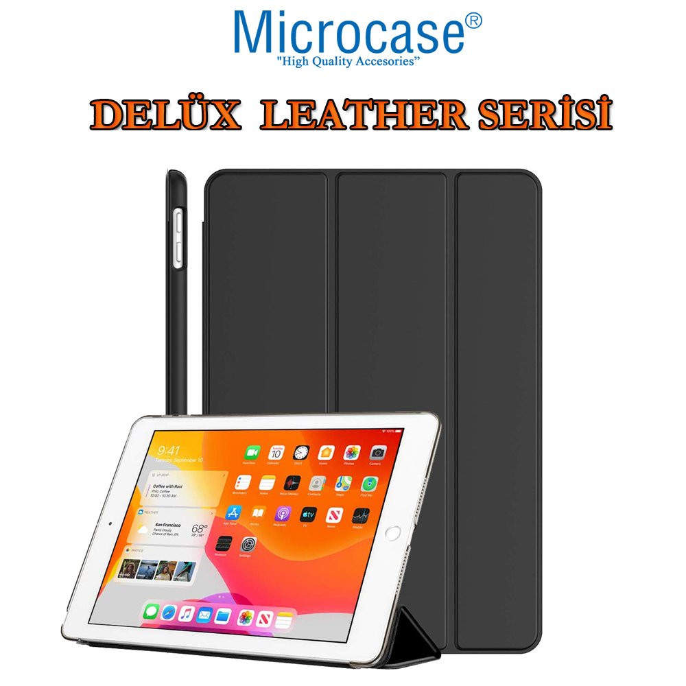Microcase iPad 7.Nesil 10.2 2019 Delüx Leather Serisi Standlı Kılıf - Siyah