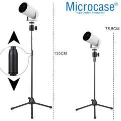Microcase Taşınabilir Projeksiyon Cihazı Vb 1/4 Vida Girişli 2.1 mt Eğim ve Açı Ayarlamalı Tripod-AL5274