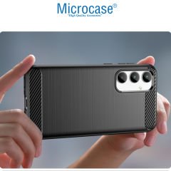 Microcase Samsung Galaxy A35 5g Brushed Carbon Fiber Silikon Kılıf - Siyah AL3332
