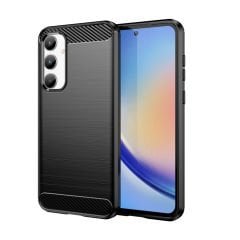 Microcase Samsung Galaxy A35 5g Brushed Carbon Fiber Silikon Kılıf - Siyah AL3332