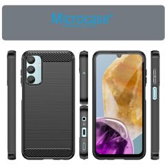 Microcase Samsung Galaxy M15  5G Brushed Carbon Fiber Silikon Kılıf - Siyah AL3332