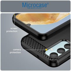 Microcase Samsung Galaxy M15  5G Brushed Carbon Fiber Silikon Kılıf - Siyah AL3332