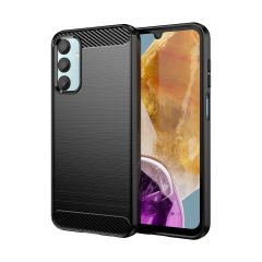 Microcase Samsung Galaxy M15  5G Brushed Carbon Fiber Silikon Kılıf - Siyah AL3332