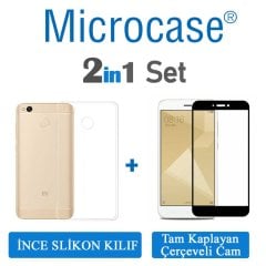 Microcase Xiaomi Redmi 4X İnce Silikon Kılıf + Tam Kaplayan Cam