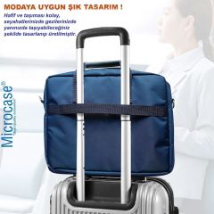 Microcase Macbook Air 13 A1932 A2179 için Macbook Çantası 2 Bölmeli AL4228 Lacivert Gri Krem