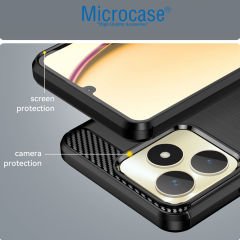 Microcase Realme Note 50 / C53 4G / N53 Brushed Carbon Fiber Silikon Kılıf - Siyah AL3332