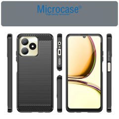 Microcase Realme Note 50 / C53 4G / N53 Brushed Carbon Fiber Silikon Kılıf - Siyah AL3332