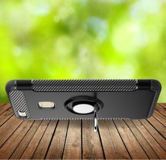 Huawei P10 Lite Yüzük standlı Armor Silikon Kılıf + Tempered Cam