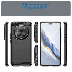 Microcase Honor Magic 6 Pro 5G  Brushed Carbon Fiber Silikon Kılıf - Siyah AL3332