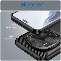 Microcase Honor Magic 6 Pro 5G  Brushed Carbon Fiber Silikon Kılıf - Siyah AL3332