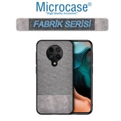 Microcase Xiaomi Poco F2 Pro Fabrik Serisi Kumaş ve Deri Desen Kılıf - Gri