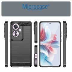 Microcase Oppo Reno 11F/ Oppo  F25 Pro  Brushed Carbon Fiber Silikon Kılıf - Siyah AL3332