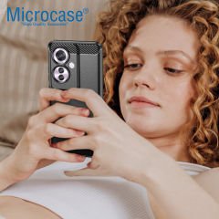 Microcase Oppo Reno 11F/ Oppo  F25 Pro  Brushed Carbon Fiber Silikon Kılıf - Siyah AL3332
