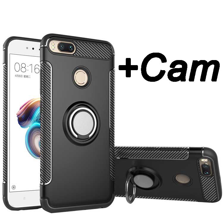 Xiaomi Mi 5X (A1) Yüzük standlı Armor Silikon Kılıf + Cam