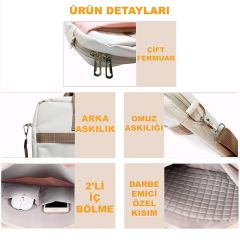 Microcase Macbook Pro Retina 12'' için Macbook Çantası 2 Bölmeli AL4228 Lacivert Gri Krem