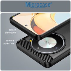 Microcase  Honor X9B 5G / X50  / Honor Magic 6 LITE  Brushed Carbon Fiber Silikon Kılıf - Siyah AL3332